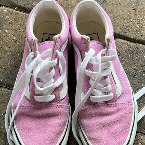 Vans Pink old Skool, White Canvas Sneakers Low-Top Style